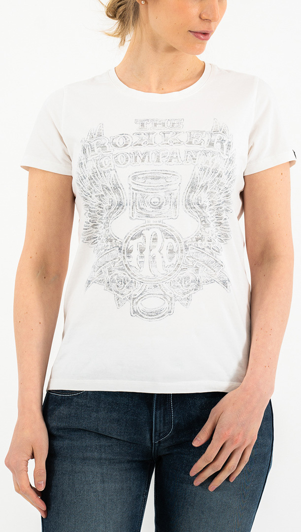 Rokker Wings Classic Ladies T-Shirt, white, Size XS for Women, white, Size XS for Women