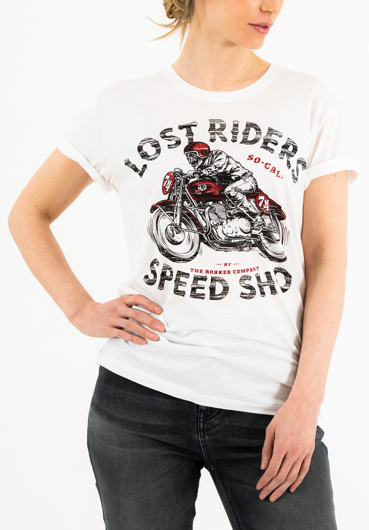 Image of Rokker Lost Riders T-shirt da donna, bianco, dimensione L per donne