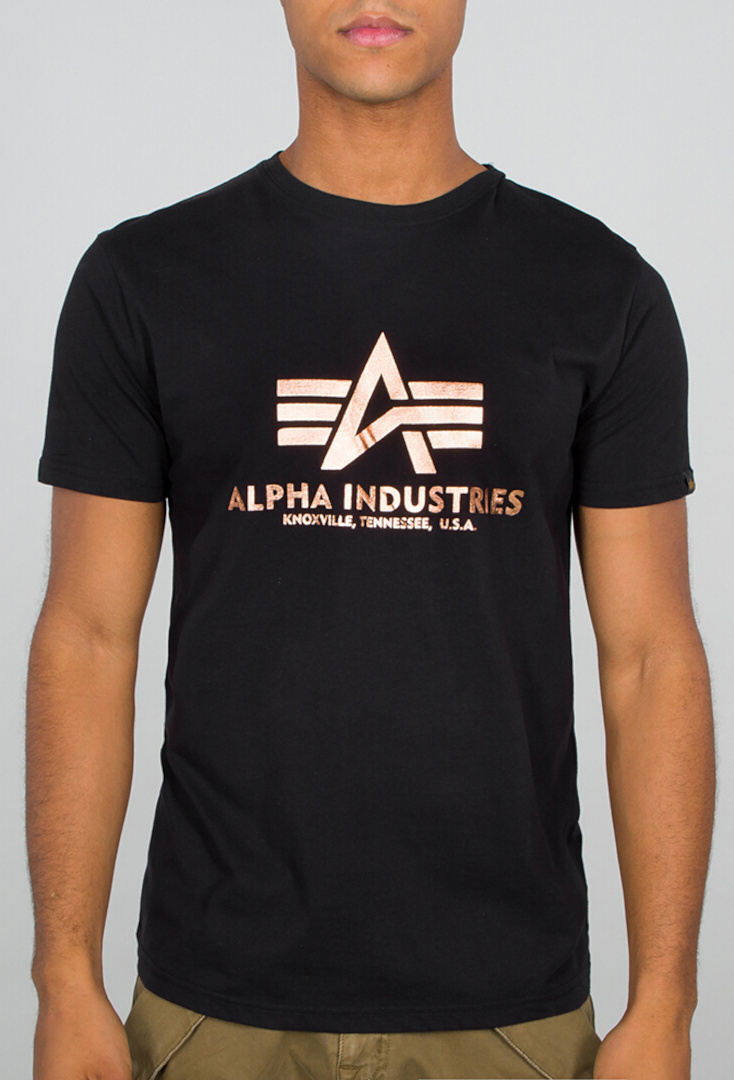 Alpha Industries Basic Foil Print T-shirt, svart-guld, storlek S