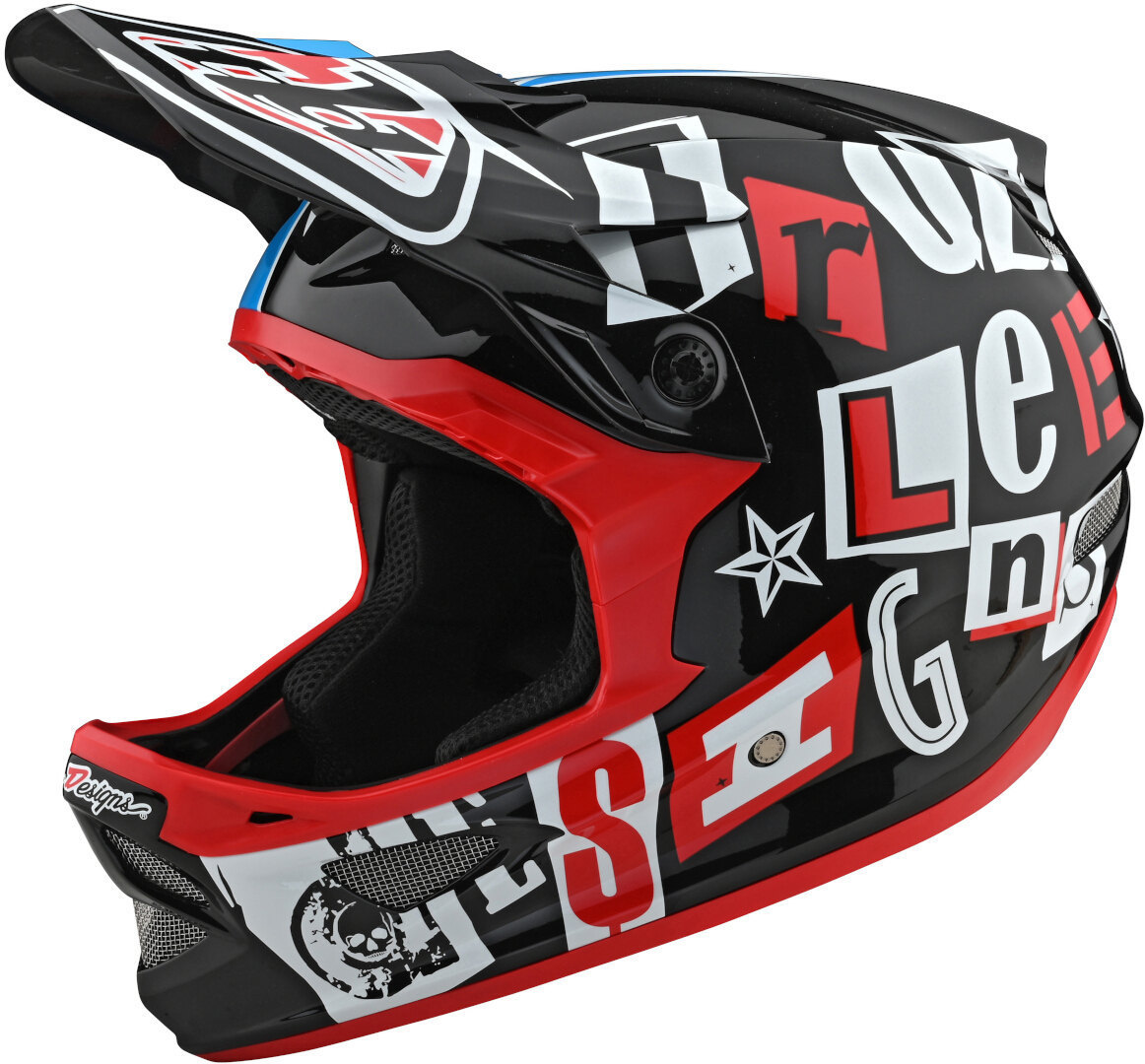 Image of Troy Lee Designs D3 Fiberlite Anarchy Casco da discesa, nero-bianco-rosso, dimensione M