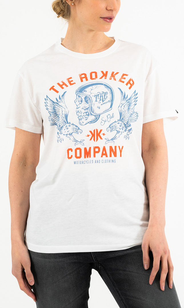 Rokker Eagle Loose Dames T-Shirt, wit, afmeting XL voor vrouw