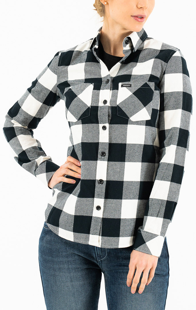 Rokker Pasadena Ladies Shirt, grey-white, Size S for Women, grey-white, Size S for Women