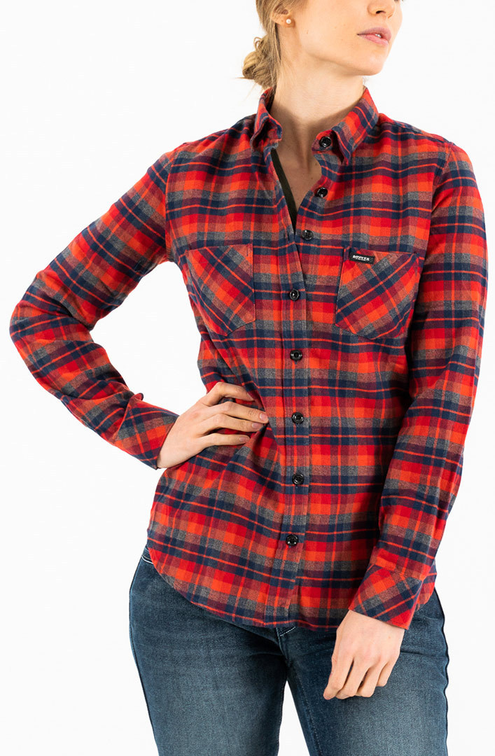Rokker Albany Ladies Shirt, red-blue, Size XS for Women, red-blue, Size XS for Women