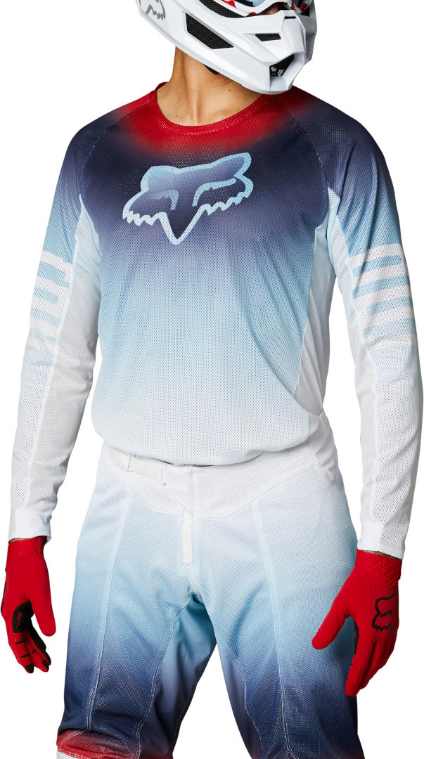 FOX Airline Reepz Motocross Jersey, white-red-blue, Size 2XL, white-red-blue, Size 2XL