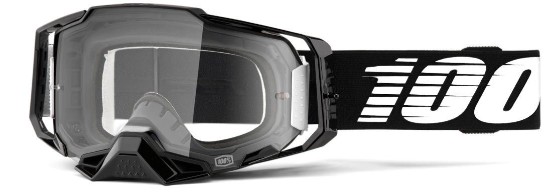 100% Armega Motocross Brille, schwarz-weiss, schwarz-weiss