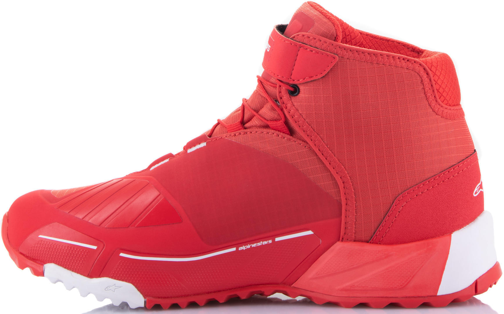 Side view of Alpinestars MM93 CR-X Drystar Motorcycle Shoes, white-red, Size 42 for Men