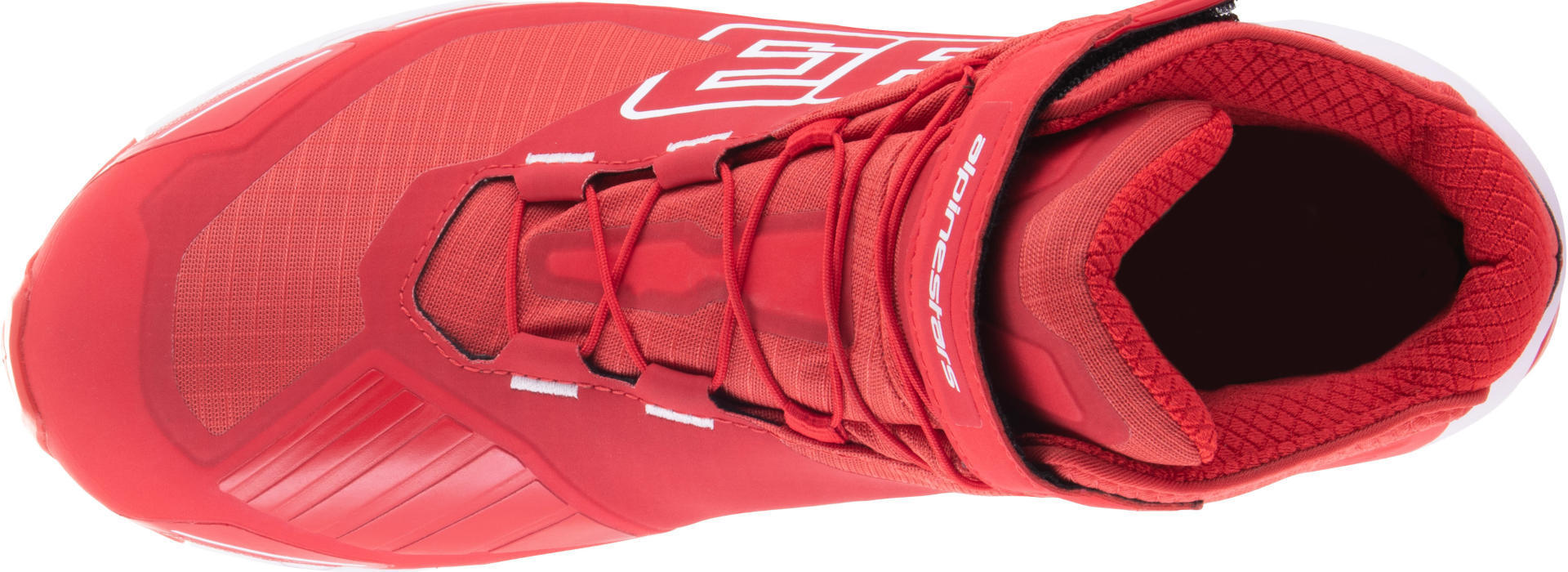 Side view of Alpinestars MM93 CR-X Drystar Motorcycle Shoes, white-red, Size 42 for Men