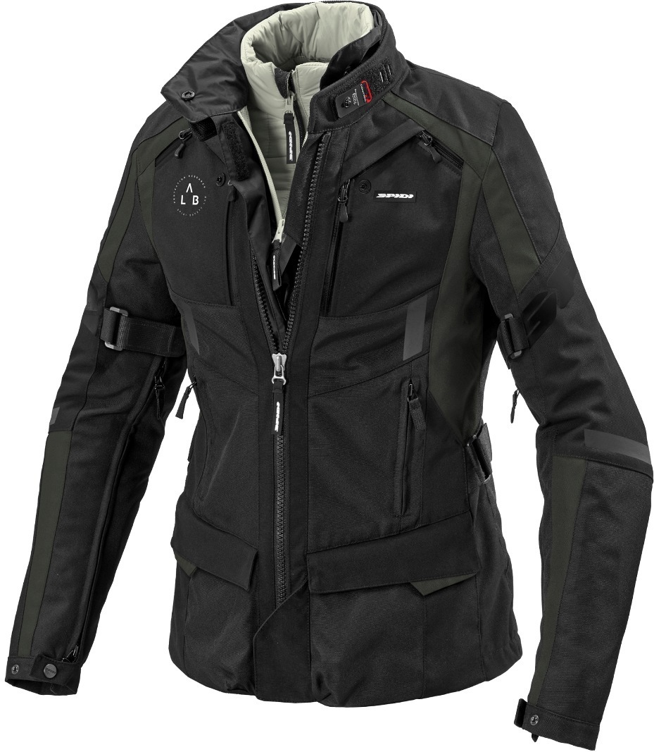 Spidi 4 Season Evo H2Out Ladies Motorcycle Textile Jacket, black-green, Size XS for Women, black-green, Size XS for Women