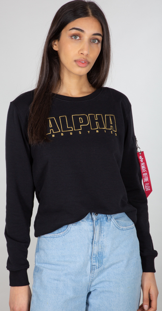 Image of Alpha Industries Alpha Embroidery Pullover da donna, nero, dimensione L per donne