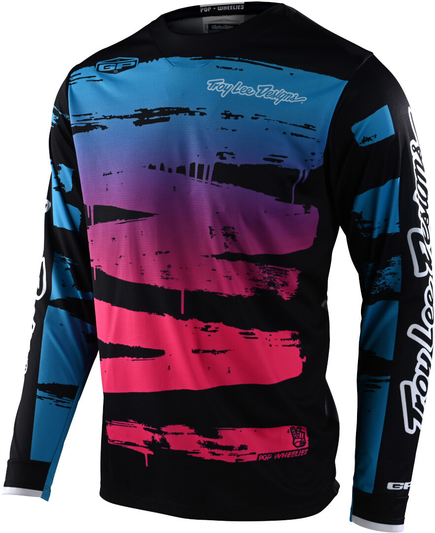 Troy Lee Designs One & Done GP Brushed Youth Motocross Jersey, black-pink, Size L, black-pink, Size L