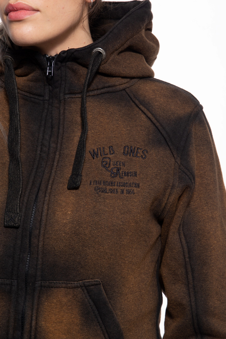Side view of Queen Kerosin Wild One Adventure Ladies Jacket, brown, Size S for Women