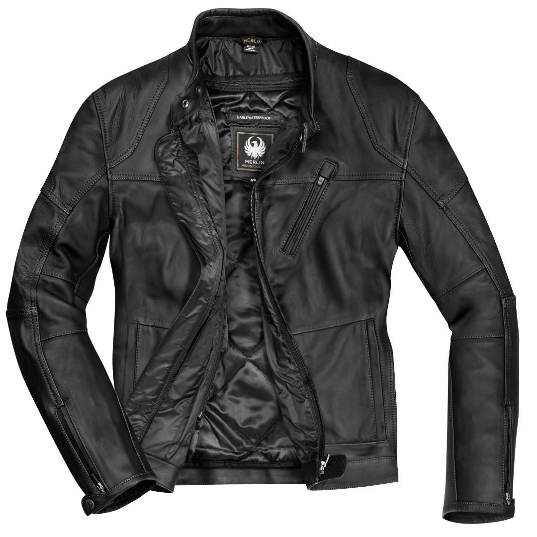 Side view of Merlin Gable Motorcycle Leather Jacket, black, Size 4XL for Men