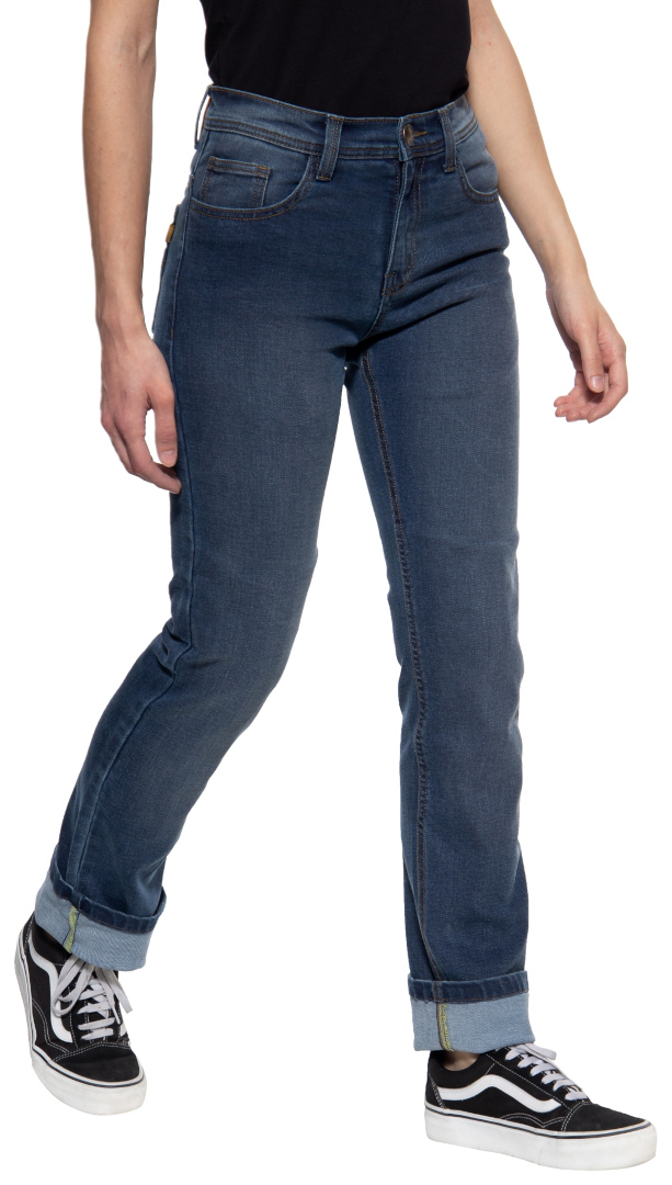 Queen Kerosin Motogear Light Blue Jeans de motocicleta feminino