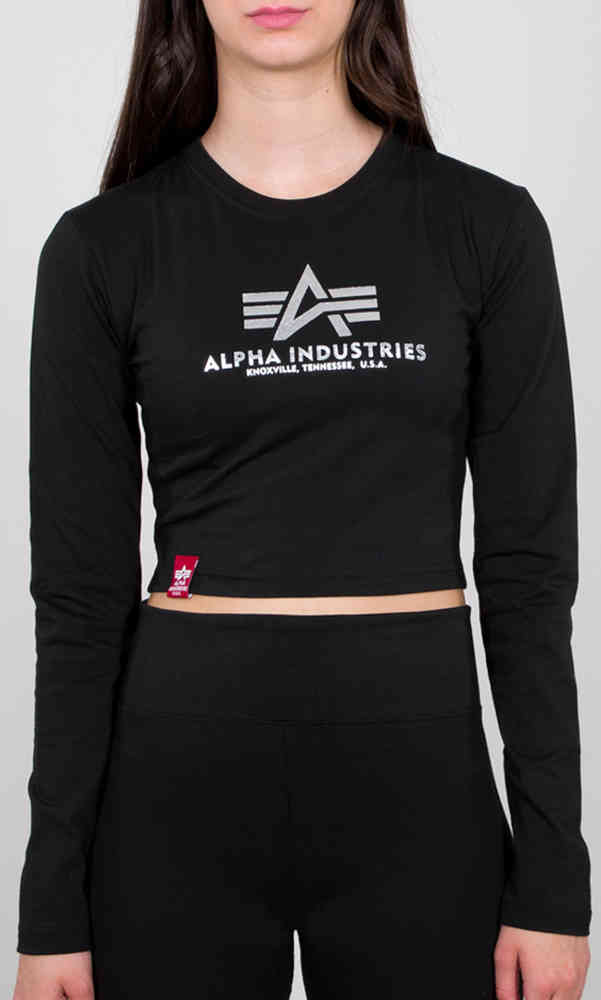 Alpha Industries Basic Cropped Foil Print Camisa longsleeve para damas