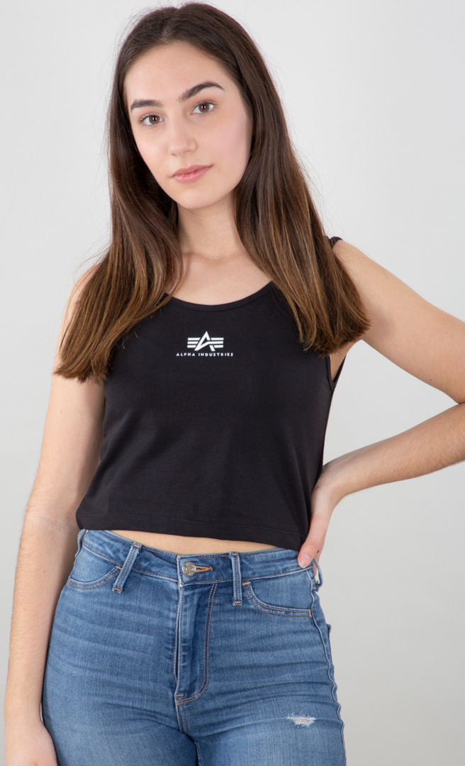 Alpha Industries Basic Crop SL Damen Tank Top, schwarz, Größe L, schwarz, Größe L