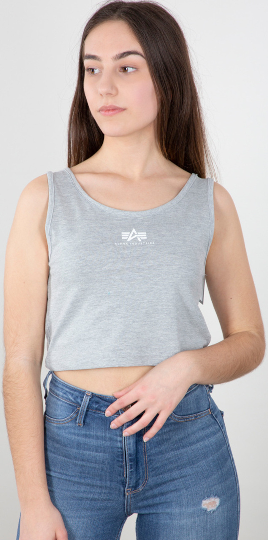 Alpha Industries Basic Crop SL Débardeur dames, gris, taille XL pour Femmes