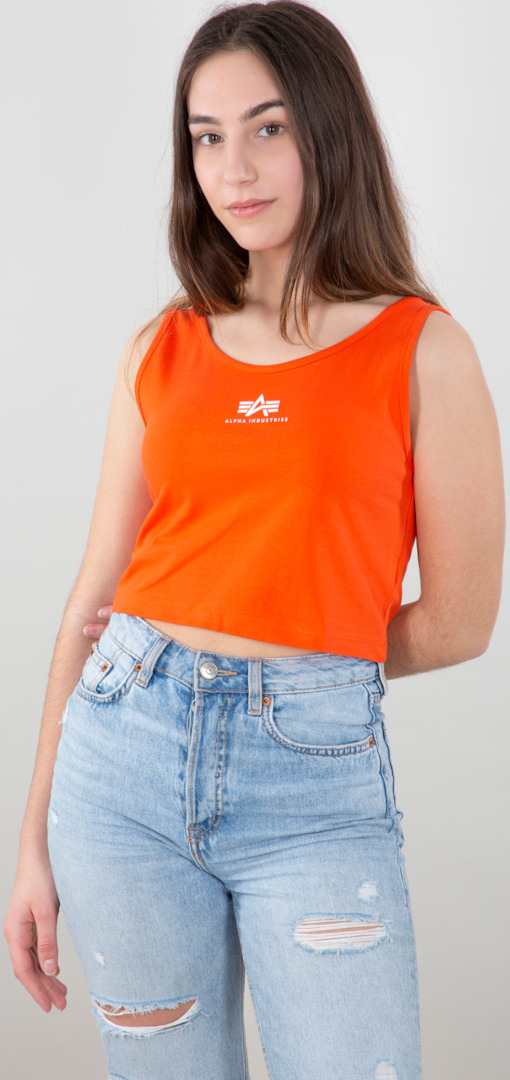 Side view of Alpha Industries Basic Crop SL Ladies Tank Top, red, Size S for Women