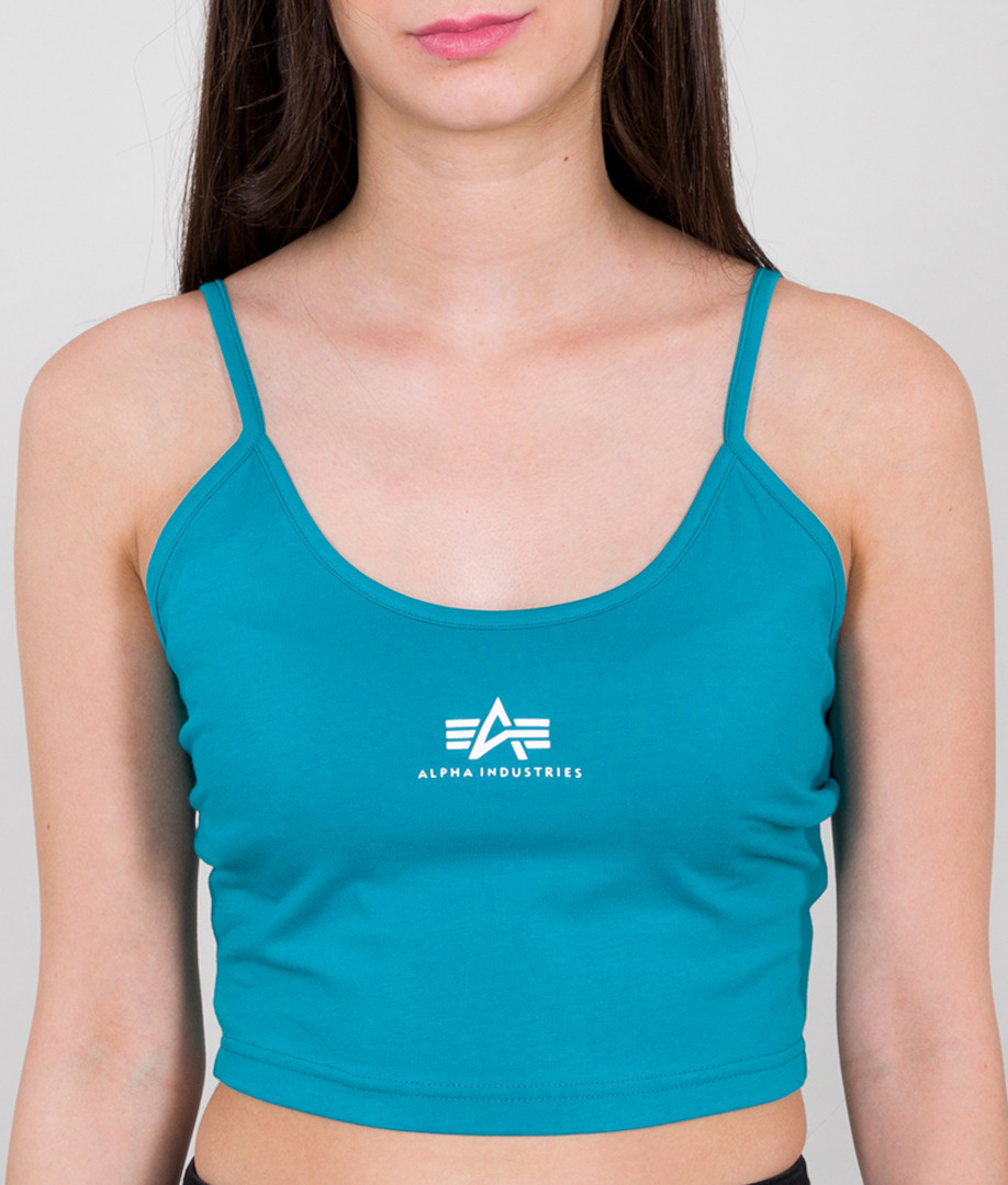 Alpha Industries Basic Crop SL Top dames, turquoise, taille XL pour Femmes
