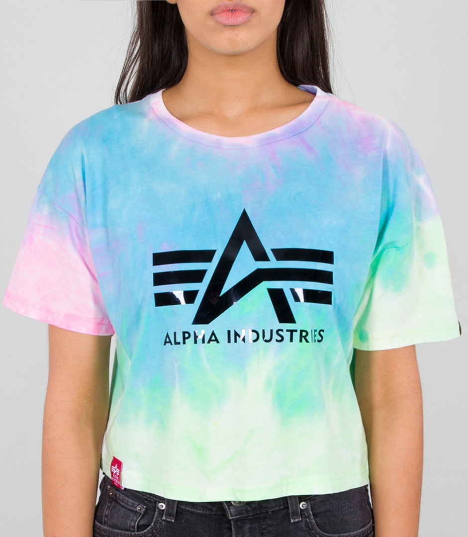 Alpha Industries Big A Batik Dames T-Shirt, groen-blauw-donkerrood, afmeting XS voor vrouw
