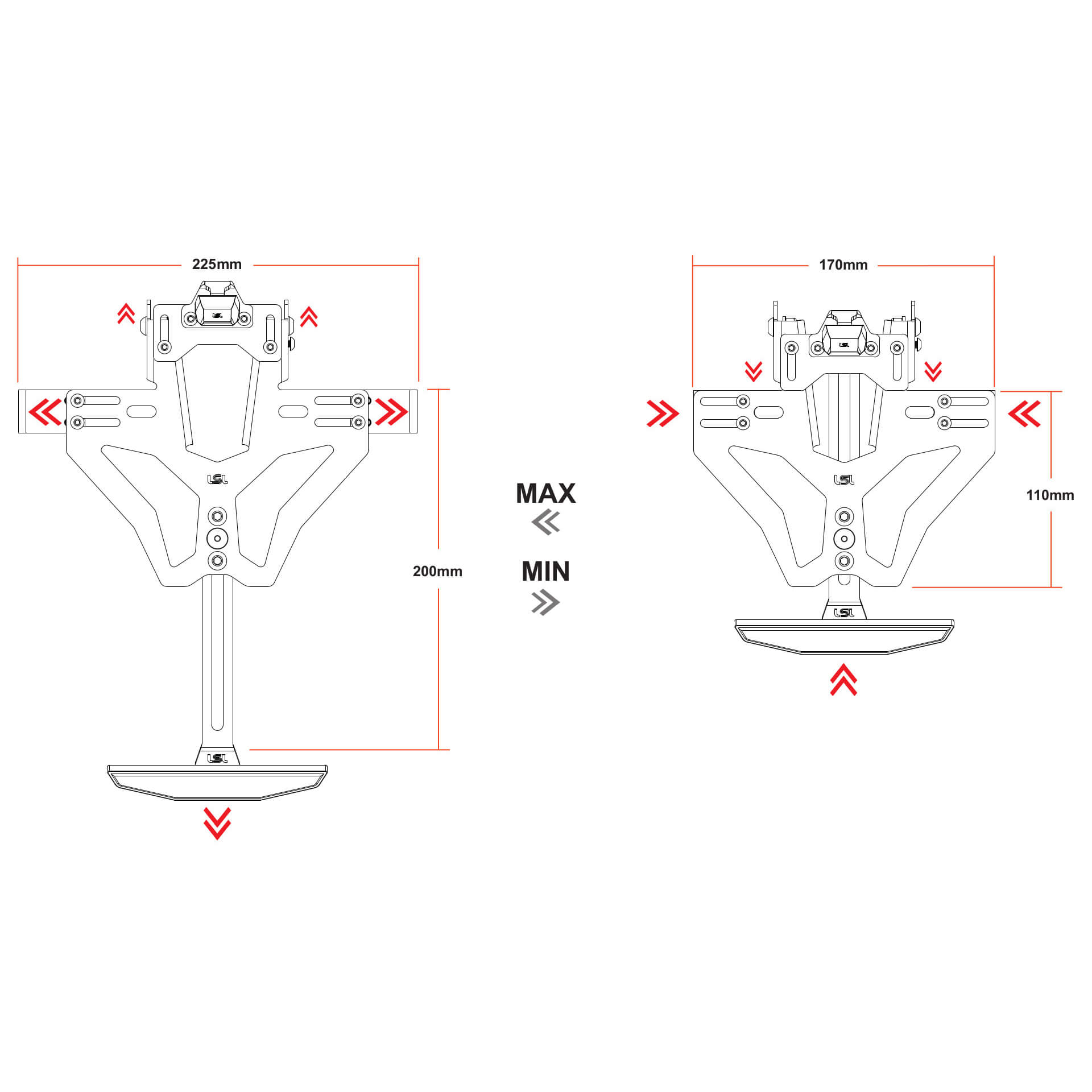 LSL MANTIS-RS PRO til Yamaha YZF-R6 17-, inkl. nummerpladebelysning, sort