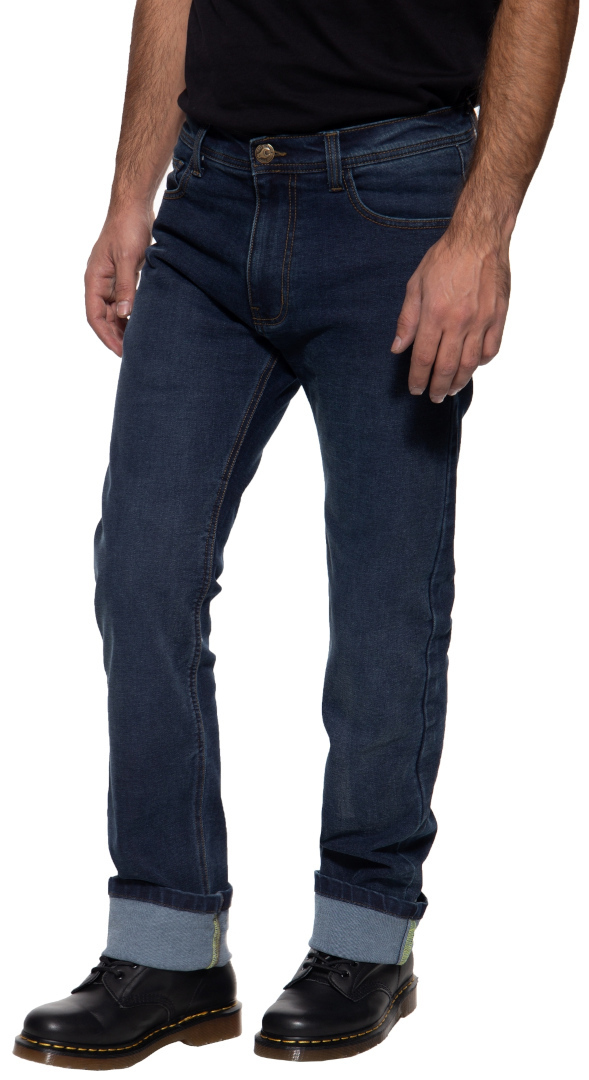 King Kerosin Kustombuilt Motor Gear Pantalon textile moto, bleu, taille 40 pour Hommes