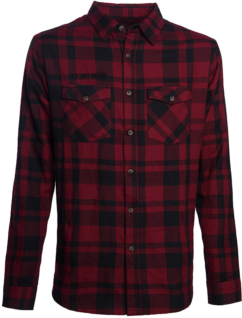 Image of West Coast Choppers La Bomba Herringbone Camicia in flanella, nero-rosso, dimensione 3XL