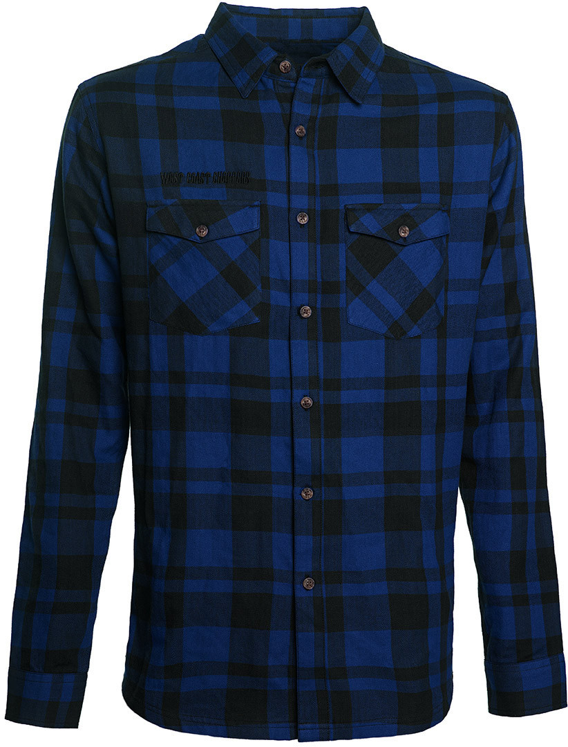 Image of West Coast Choppers La Bomba Herringbone Camicia in flanella, nero-blu, dimensione 3XL