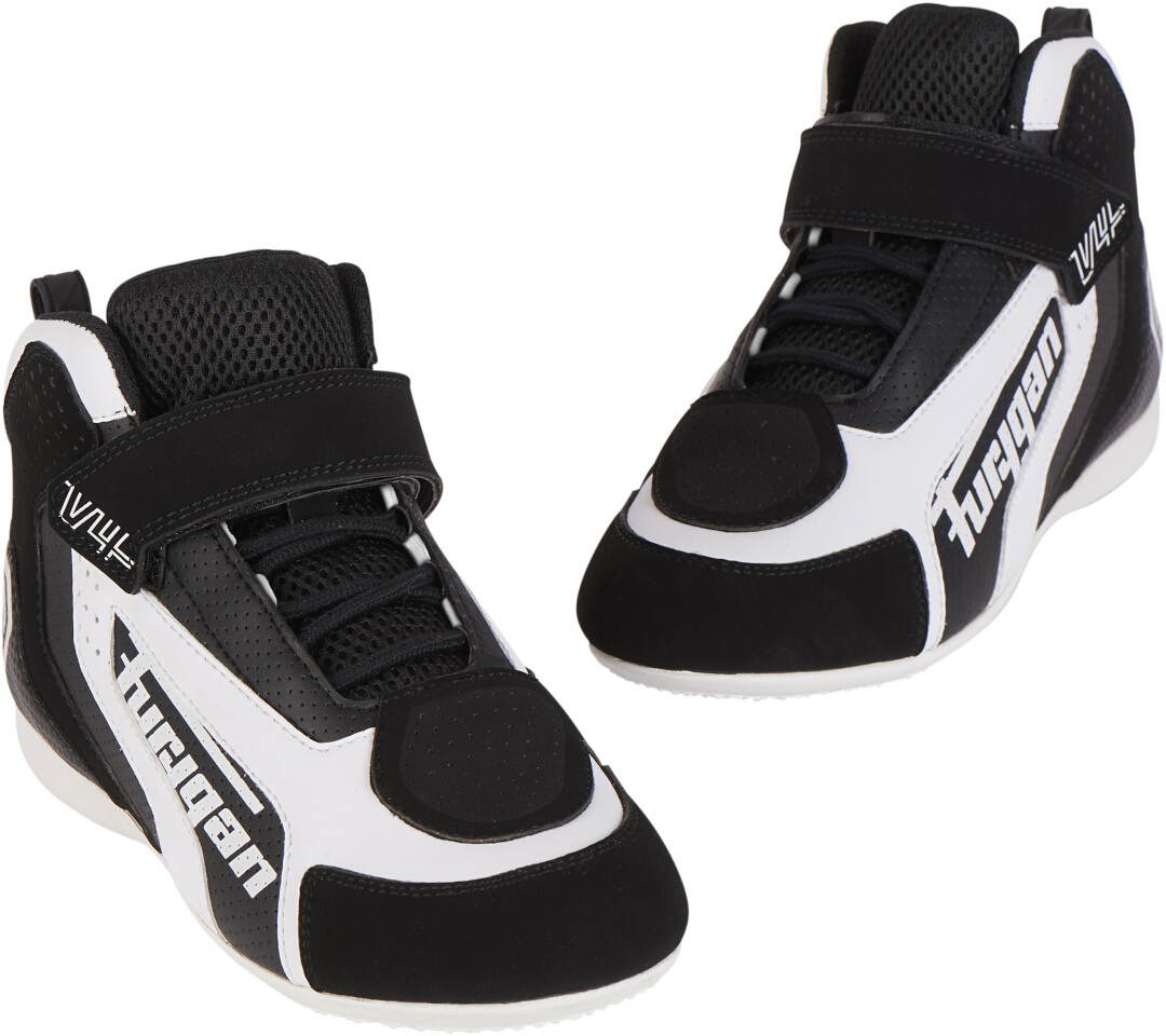 Side view of Furygan V4 Vented Motorcycle Shoes, black-white, Size 40 for Men
