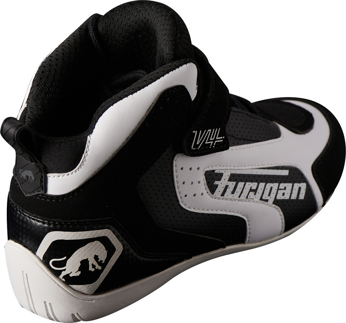 Side view of Furygan V4 Vented Motorcycle Shoes, black-white, Size 40 for Men