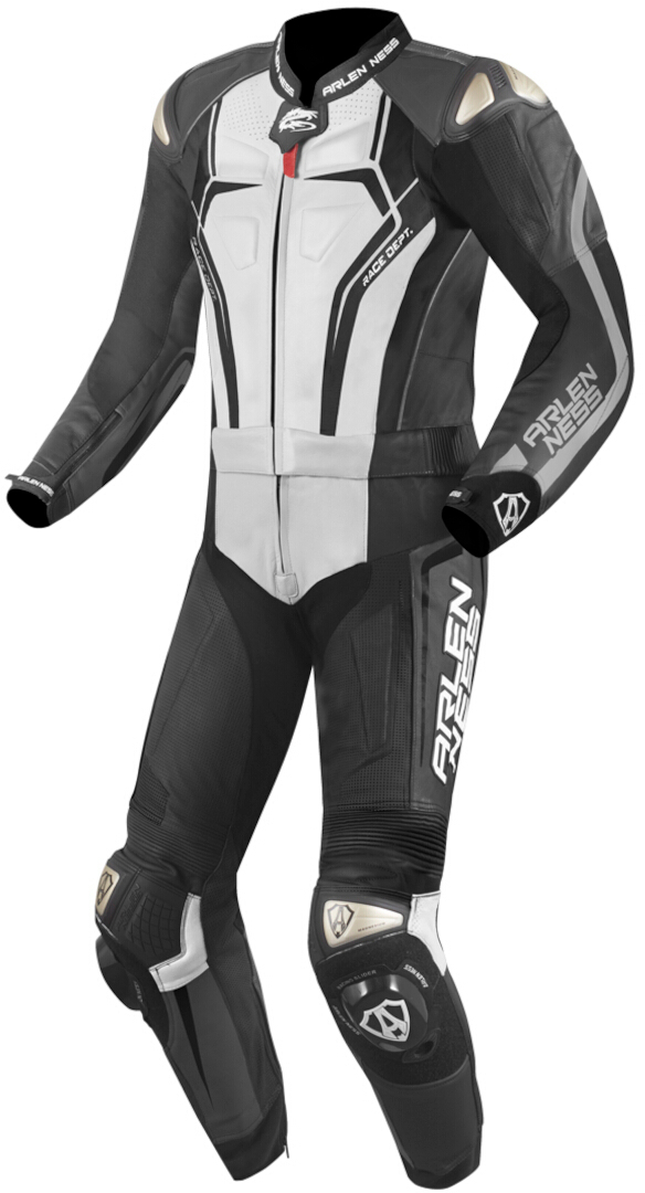 Arlen Ness Race-X 2-Teiler Motorrad Lederkombi, schwarz-grau-weiss, Größe 50, schwarz-grau-weiss, Größe 50