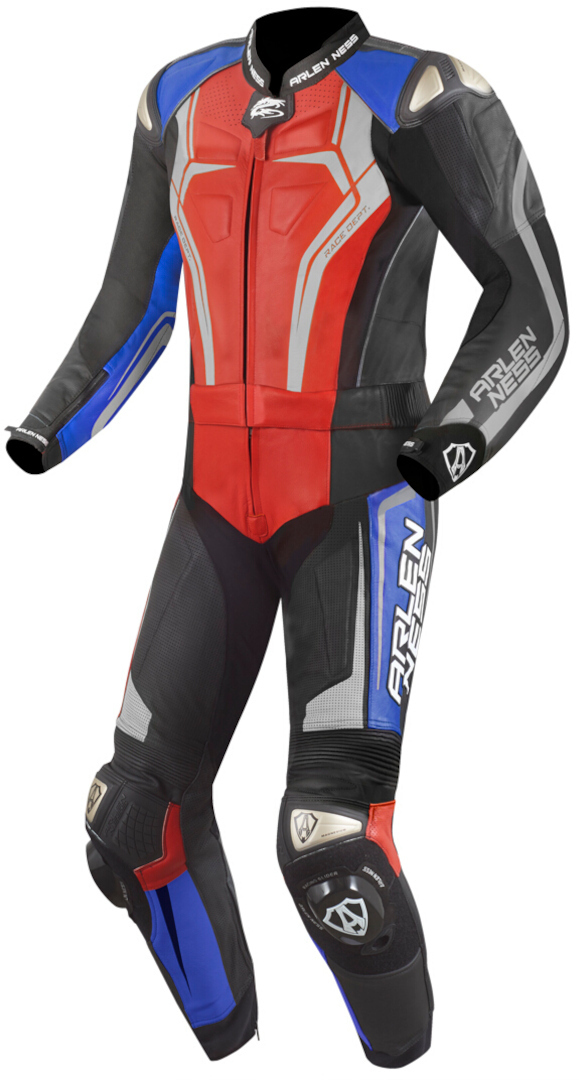 Arlen Ness Race-X 2-Teiler Motorrad Lederkombi, schwarz-rot-blau, Größe 58, schwarz-rot-blau, Größe 58