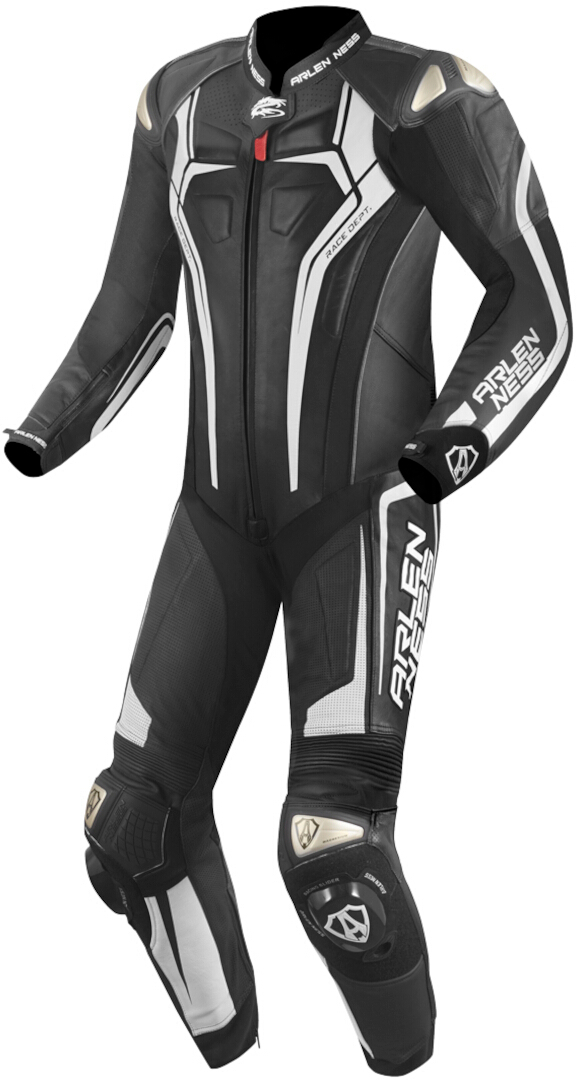 Arlen Ness Sugello 2 Een stuk motorfiets lederen pak, zwart-wit, afmeting 48