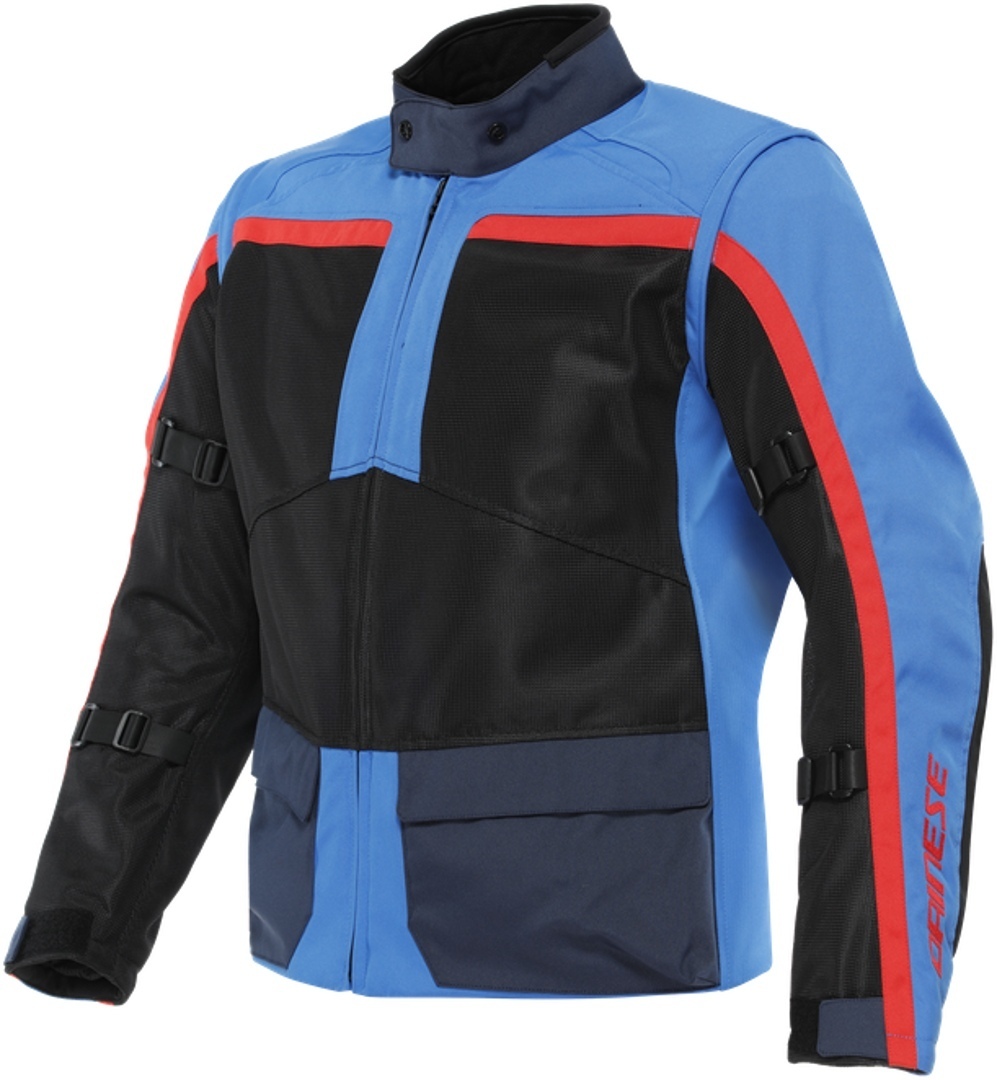 Dainese Outlaw Tex Motorrad Textiljacke, schwarz-rot-blau, Größe 50, schwarz-rot-blau, Größe 50