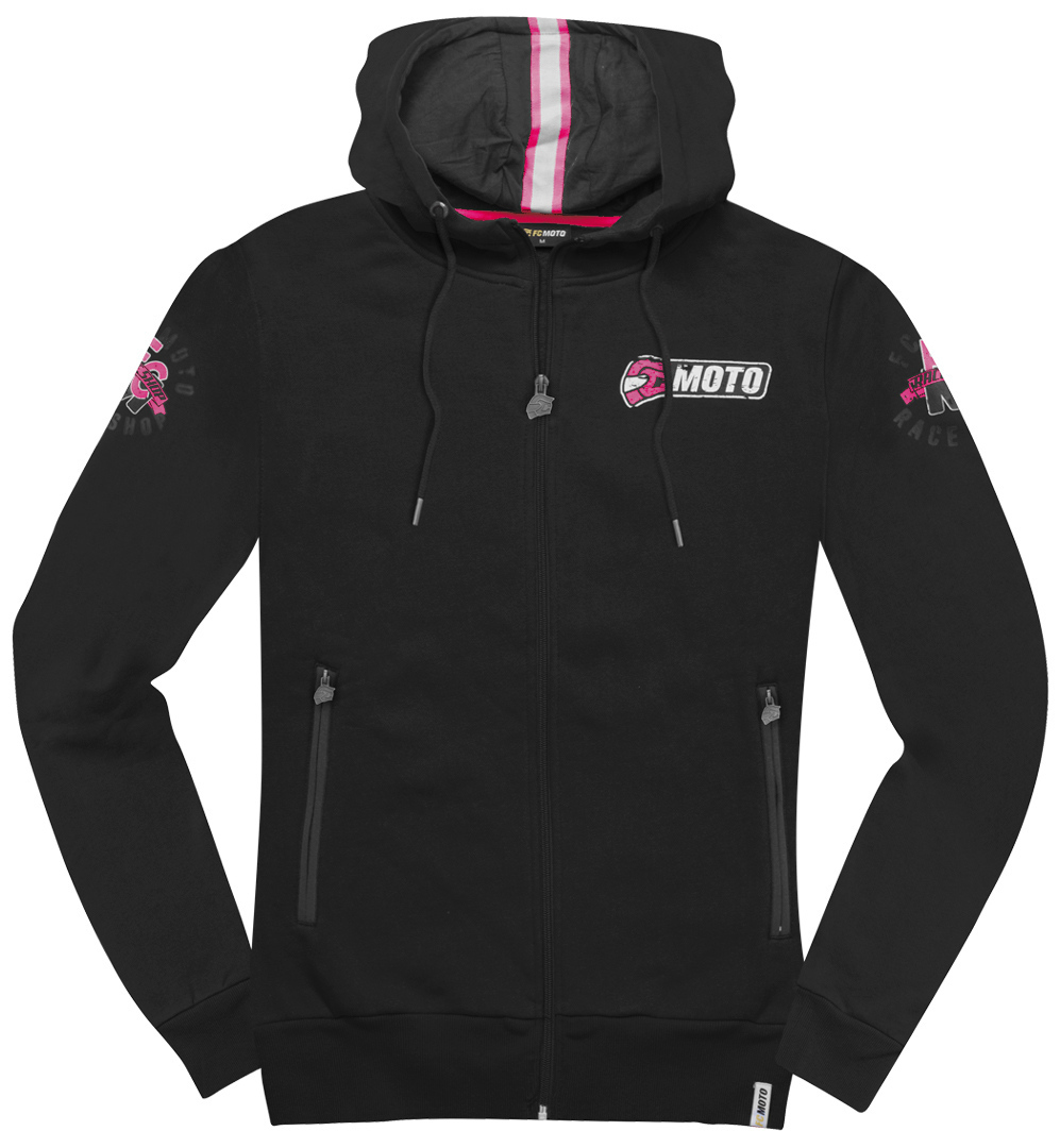 Image of FC-Moto Effortless Felpa con cappuccio da donna, nero-rosa, dimensione XS per donne