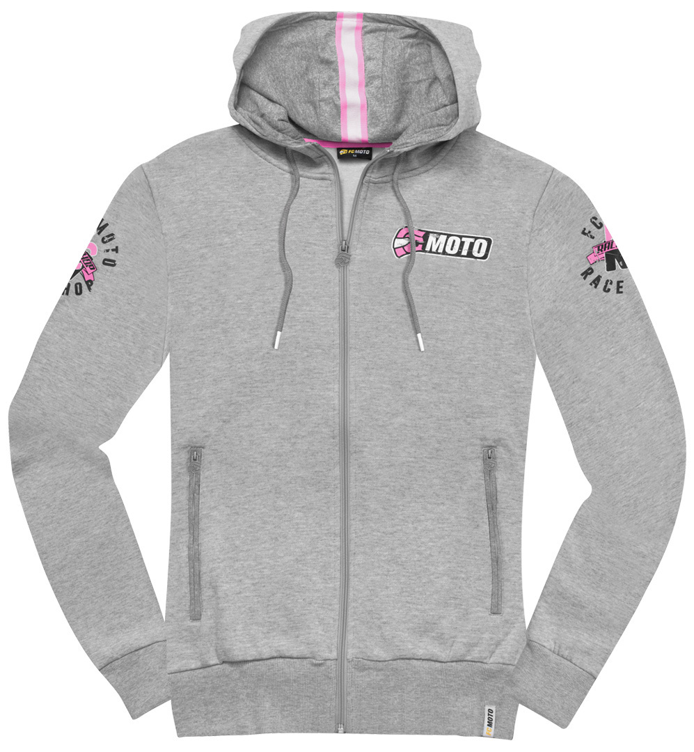 Image of FC-Moto Effortless Felpa con cappuccio da donna, grigio-rosa, dimensione L per donne