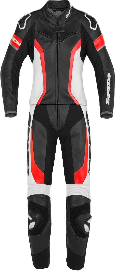 Spidi Laser Touring Two Piece Ladies Motorcycle Leather Suit, black-white-red, Size 38 for Women, black-white-red, Size 38 for Women