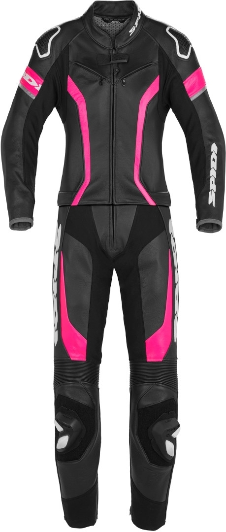 Spidi Laser Touring Two Piece Ladies Motorcycle Leather Suit, black-pink, Size 38 for Women, black-pink, Size 38 for Women