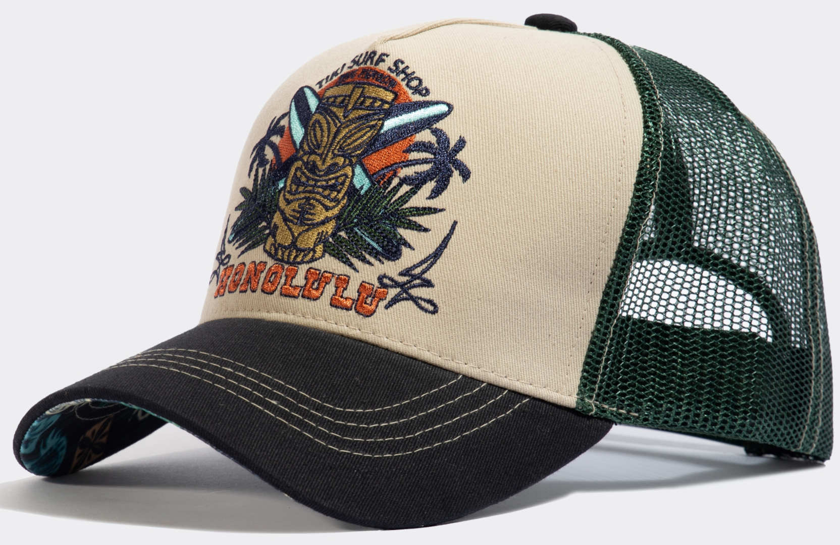 King Kerosin Honolulu Trucker casquette, noir-vert