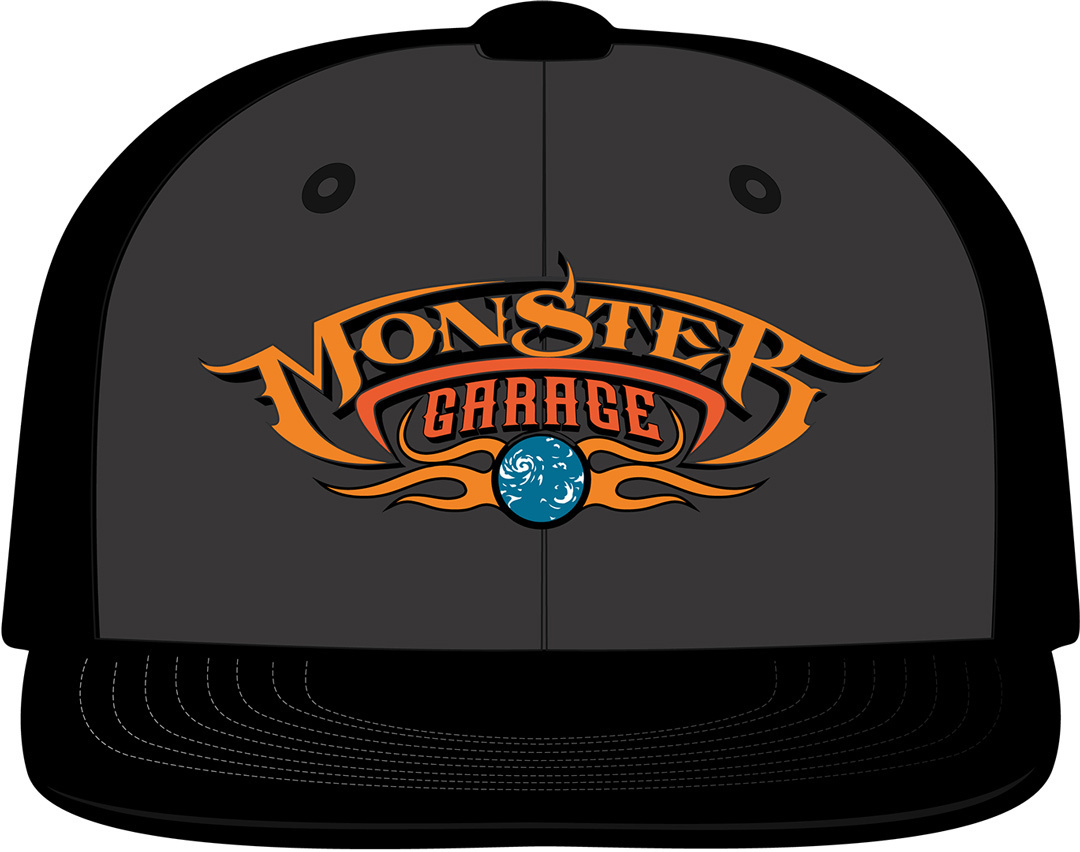 Monster Garage Basic Logo Flatbill Snapback Kappe, schwarz-grau, Größe M, schwarz-grau, Größe M