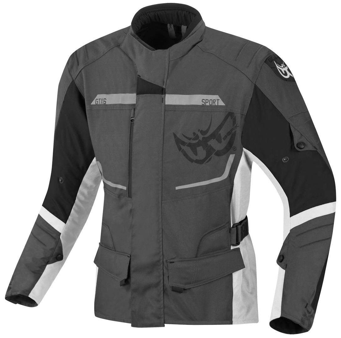 Berik Tourer Wasserdichte Motorrad Textiljacke, schwarz-grau-weiss, Größe 48, schwarz-grau-weiss, Größe 48