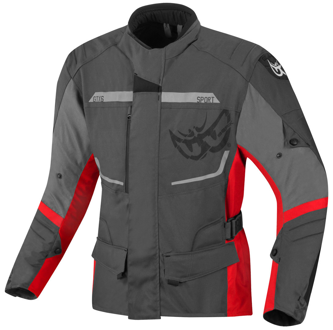 Berik Tourer Wasserdichte Motorrad Textiljacke, grau-rot, Größe 58, grau-rot, Größe 58