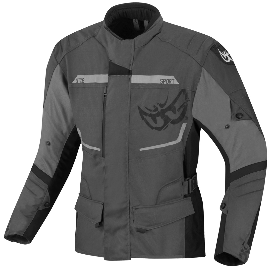 Berik Tourer Wasserdichte Motorrad Textiljacke, schwarz-grau, Größe 58, schwarz-grau, Größe 58