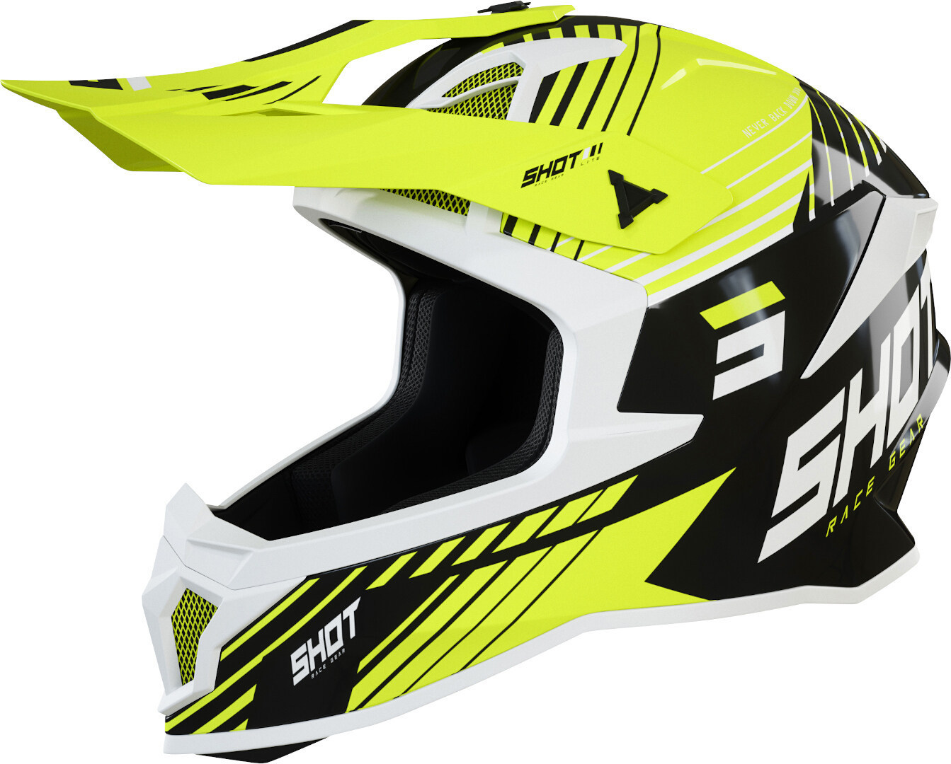 Shot Lite Fury Motocross Helmet, black-yellow, Size XS, black-yellow, Size XS