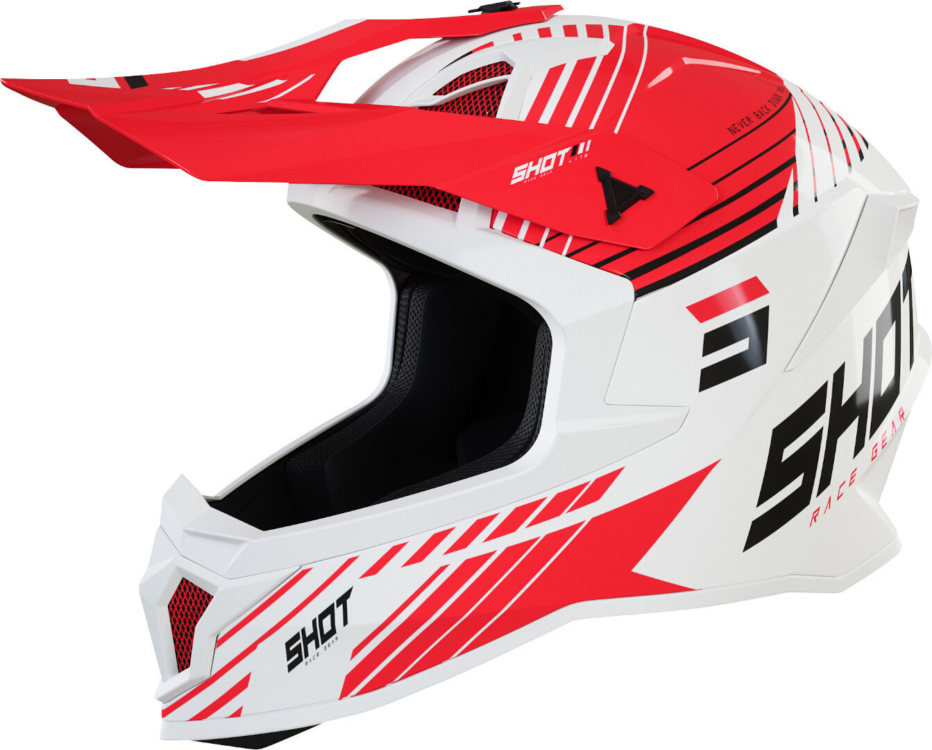 Shot Lite Fury Motorcross helm, wit-rood, afmeting L