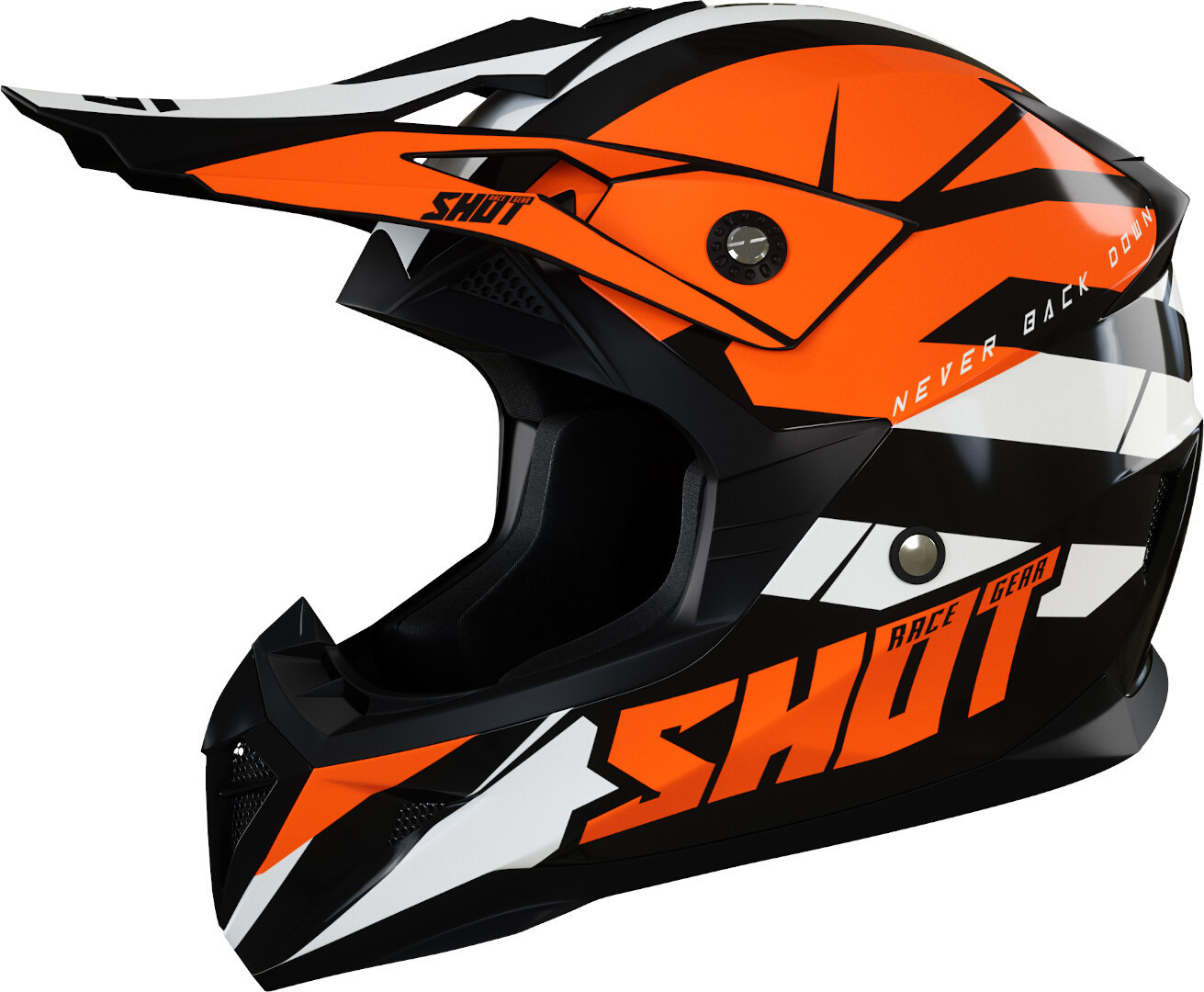 Shot Pulse Revenge Motocross Helmet, black-white-orange, Size XS, black-white-orange, Size XS