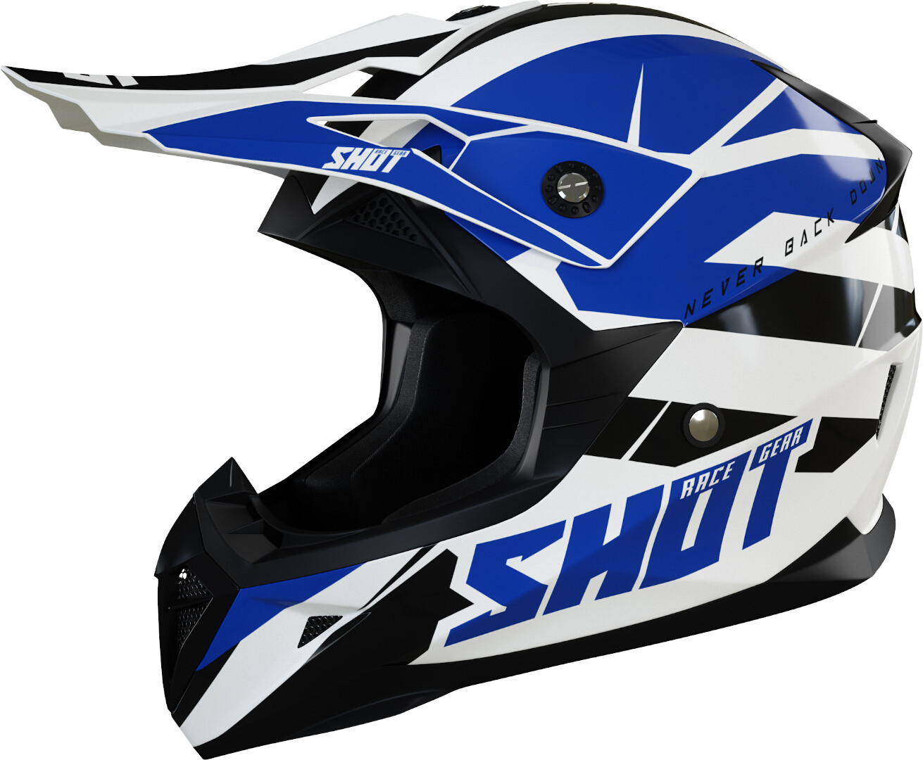 Shot Pulse Revenge Motocross Helmet, black-white-blue, Size XS, black-white-blue, Size XS