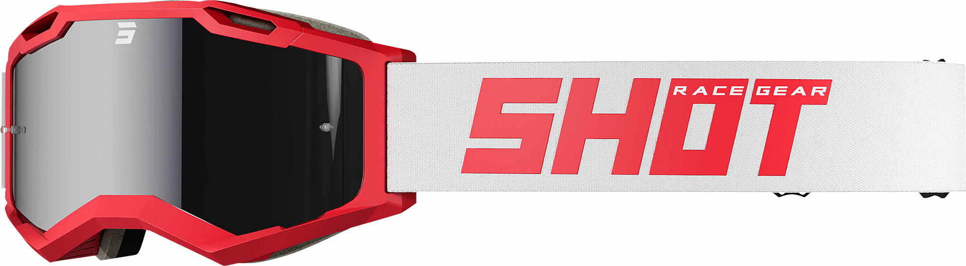 Shot Iris 2.0 Solid Motocross Goggles, white-red, white-red, Size One Size