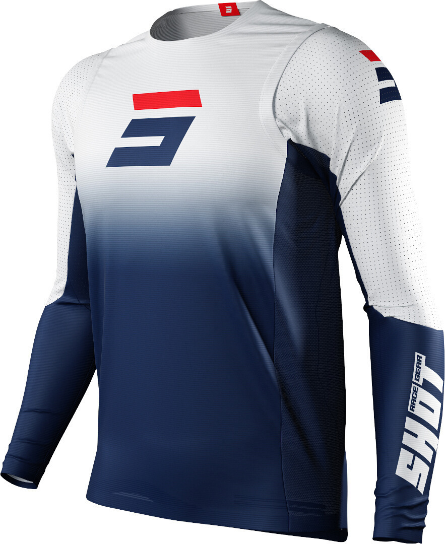 Shot Aerolite Gradient Motocross Jersey, weiss-rot-blau, Größe L, weiss-rot-blau, Größe L