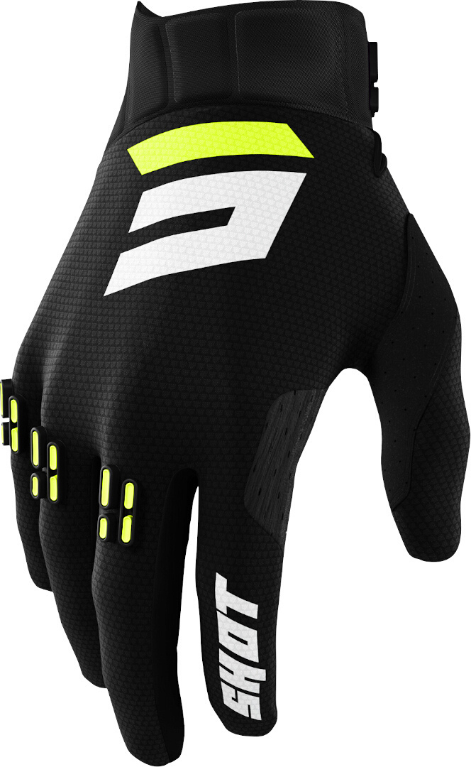 Shot Aerolite Gradient Motocross Gloves, black-white-yellow, Size M L, black-white-yellow, Size M L