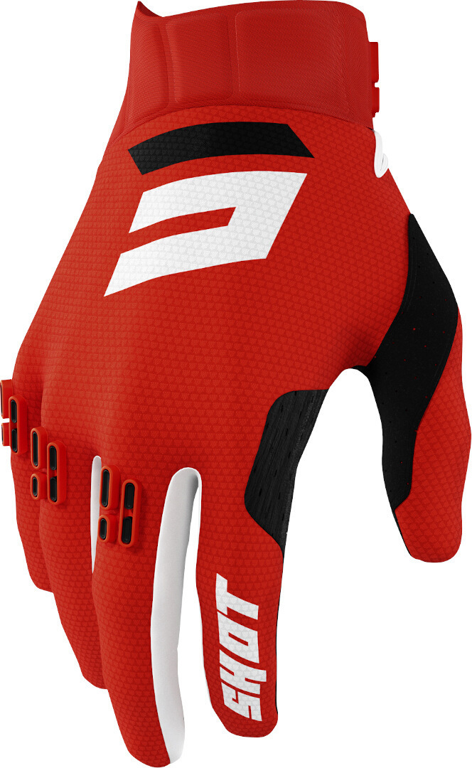 Shot Aerolite Gradient Motocross Gloves, black-white-red, Size XL, black-white-red, Size XL